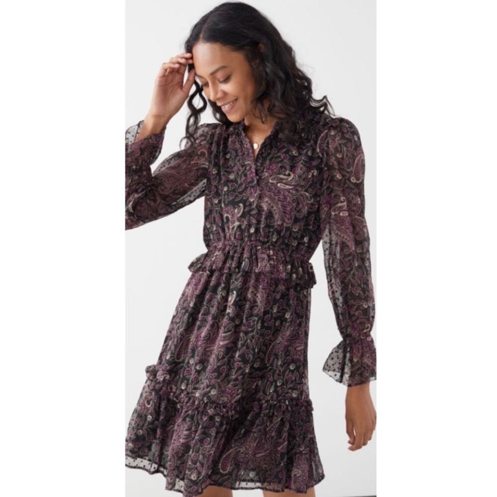 & Other Stories Purple Paisley Mini Dress